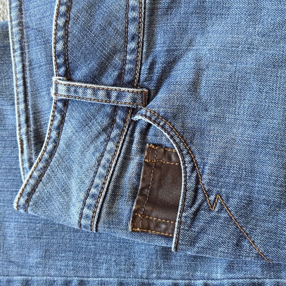 Leather trimmed flare leg jeans - Picture 8 of 10